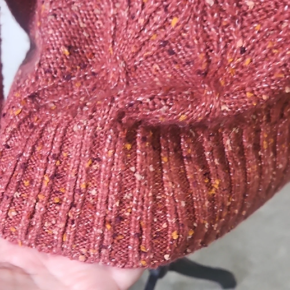LOFT Rich Rust Colored Ribbed Cowl Neck Sweater Size Small- Like NEW - Picture 6 of 9